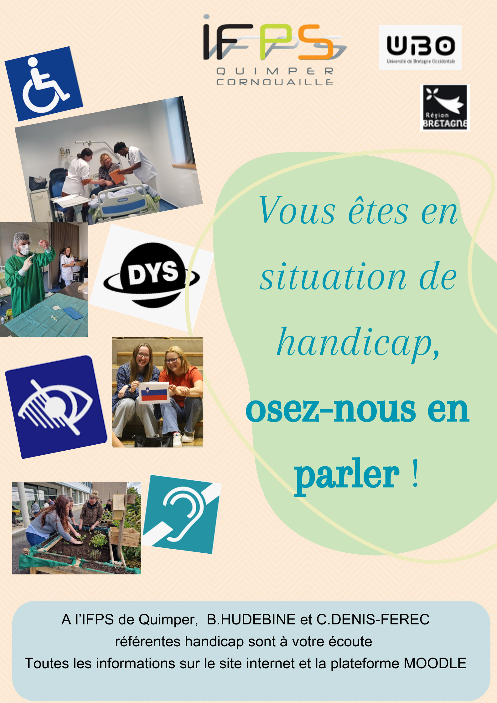 Affiche indiquant notre adaptation aux situations de handicap de l'apprenant