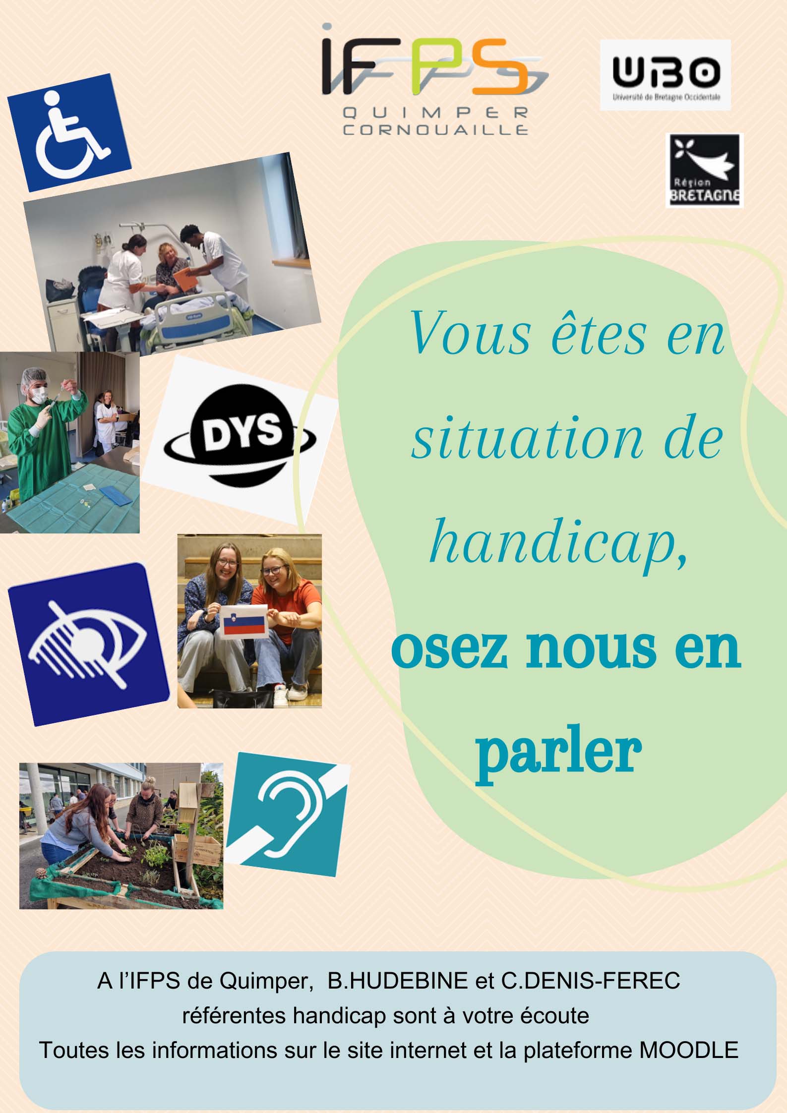 Affiche indiquant notre adaptation aux situations de handicap de l'apprenant