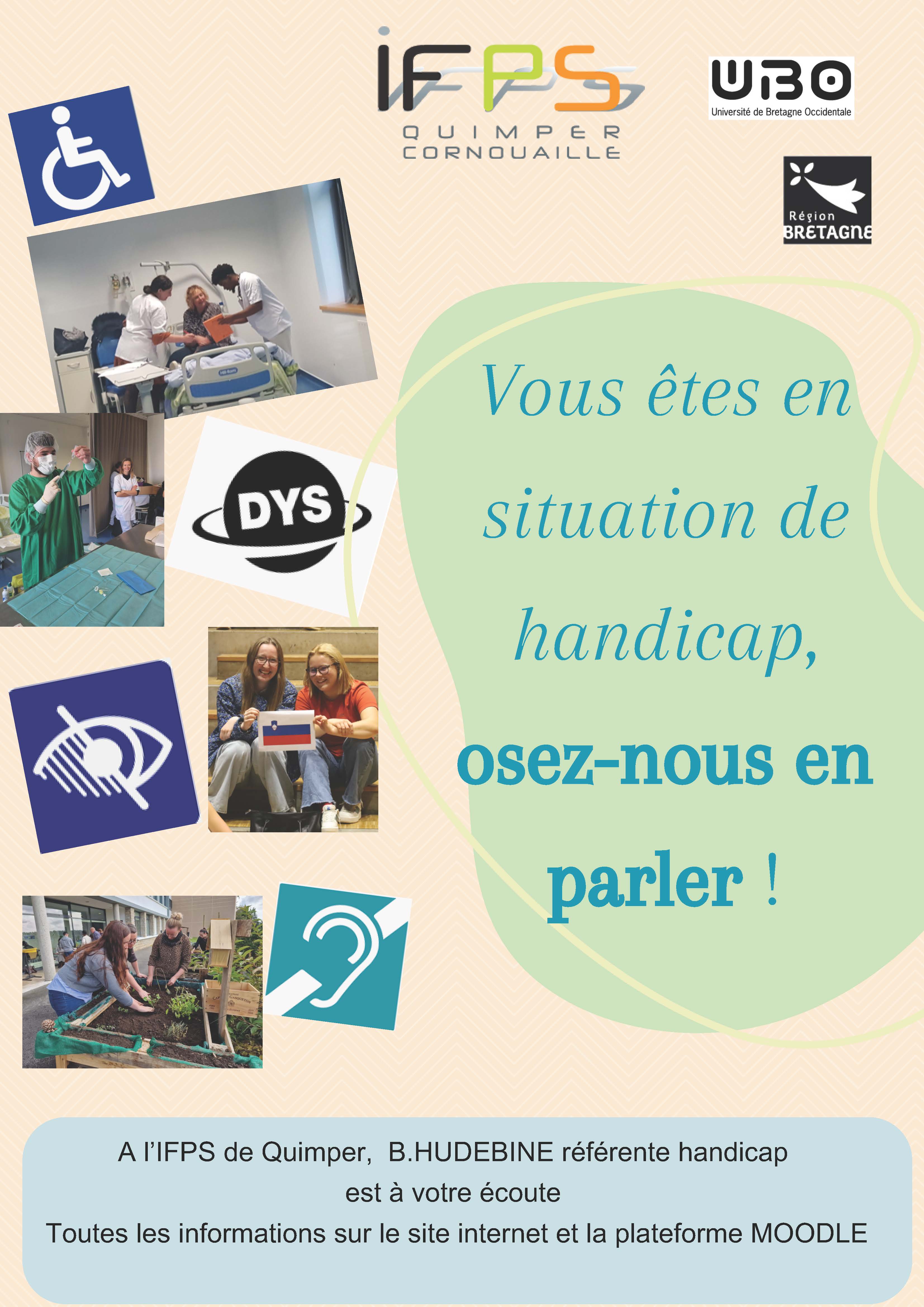 Affiche indiquant notre adaptation aux situations de handicap de l'apprenant